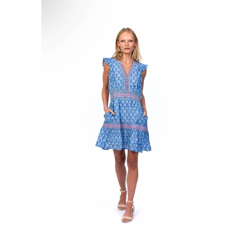 NEW MAHILA henna mini dress in blue